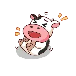 😝 Vaca, Animal, Lindo, Riendo, Feliz, Dibujo animado whatsapp sticker