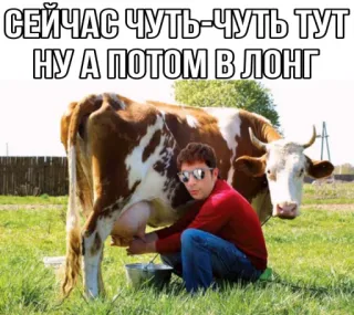 🦿 СЕЙЧАС ЧУТЬ-ЧУТЬ ТУТ
НУ А ПОТОМ В ЛОНГ Корова, Дойка, Смешной, Русский, Животное, Сельское хозяйство telegram sticker