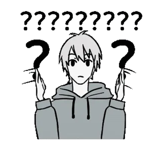 ❔ ????????? points d'interrogation, confus, incertitude, animé, manga, questionnement whatsapp sticker
