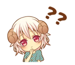 🤔 Garota anime, Chibi, Pontos de interrogação, Pensando, Confuso(a), Kawaii telegram sticker