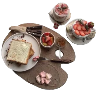 🍓 food, aesthetic, toast, strawberry, drink, palette, breakfast telegram sticker