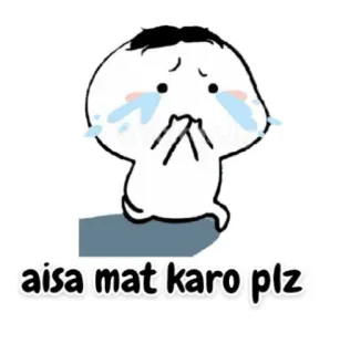 😭 aisa mat karo plz piangendo, supplicante, triste, emotivo, cartone animato, hindi telegram sticker