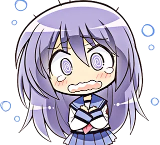 😢 Anime, Cartoon, Figur, Chibi, Mädchen, Schockiert whatsapp sticker