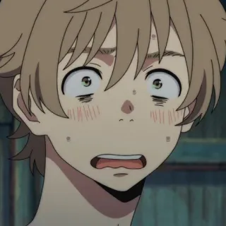 🥥 Anime, Chico, Dibujo animado, Impactado, Expresión telegram sticker