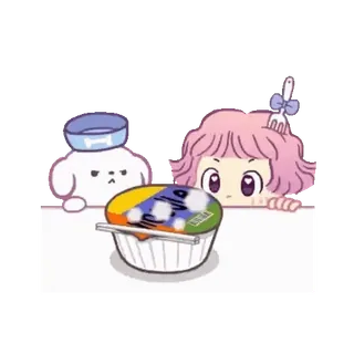 💕 Cartone animato, Anime, Carino, Ragazza, Cane, Ramen, Cibo telegram sticker