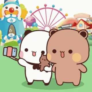 📸 ours, dessin animé, selfie, mignon, enjoué telegram sticker