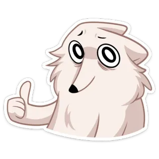 👍 cane, pollice in su, carino, animale, adesivo, cartone animato telegram sticker