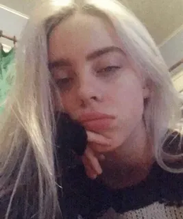 😐 Billie Eilish Billie Eilish, cantante, celebridad, retrato, música telegram sticker