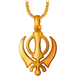 🎁 Khanda, Sikhisme, symbole religieux, or, collier, pendentif whatsapp sticker