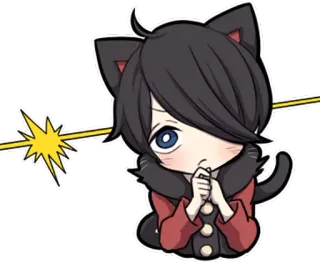 🤔 고양이 귀, 애니메이션, 치비, 귀여운, 만화 telegram sticker
