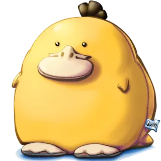 🌚 QUIRK duck, yellow, cartoon, cute, animal, sticker, quirk telegram sticker