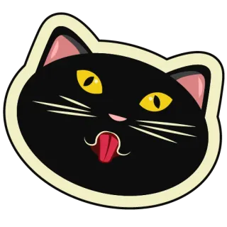 😝 gato, animal, gato negro, pegatina, dibujo animado, lengua, emoji, lindo whatsapp sticker