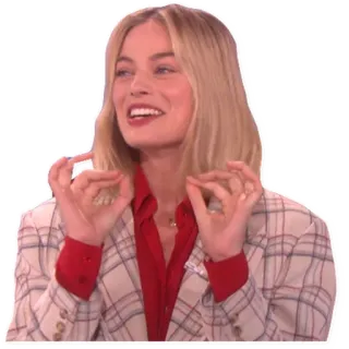 👌 Margot Robbie Margot Robbie, actrice, geste OK, célébrité, expression, femme whatsapp sticker