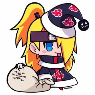 🎅 Deidara Naruto Anime, Naruto, Noël, Chibi, Fanart, Deidara, Akatsuki whatsapp sticker