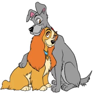 😍 Lady and the Tramp Dame, Streuner, Disney, Hunde, Tiere, Cartoon, animiert whatsapp sticker