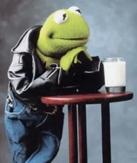 😏 Kermit kermit the frog, muppets, puppet, frog, leather jacket, milk telegram sticker