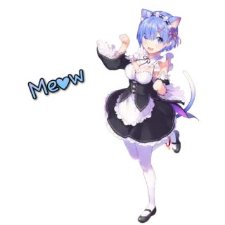😸 Rem Meow Аниме, Няшка-девочка, Горничная, Синие волосы, Милый, Каваи whatsapp sticker