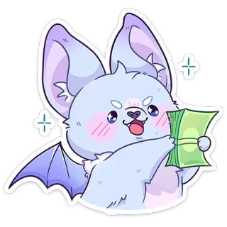 💵 Fledermaus, Cartoon, Geld, Tier, Süß, Aufkleber, Illustration whatsapp sticker