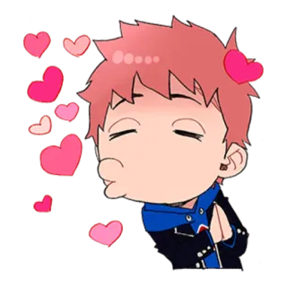 😚 Anime, Amor, Beijo, Corações, Desenho animado, Fofo, Chibi whatsapp sticker