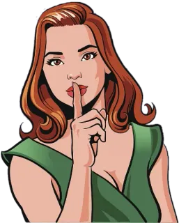 🤫 femme, chut, silence, calme, rétro, illustration, vintage telegram sticker