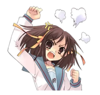 😡 Haruhi Suzumiya The Melancholy of Haruhi Suzumiya Аниме, Харухи Судзумия, Злой, Расстроен, Аниме девушка telegram sticker