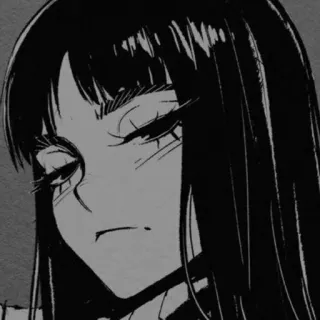 ➰ Anime-Mädchen, Manga, Schwarzweiß, Cartoon telegram sticker