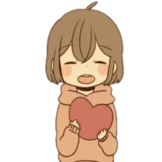 ❤️ Cartone animato, Ragazza, Cuore, Carino, Amore, Anime telegram sticker