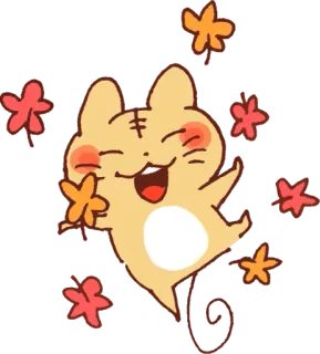 😆 Kreskówka, Zwierzę, Liście, Jesień, Uroczy, Kapryśny telegram sticker