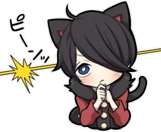 😳 ピーーーン telinga kucing, anime, imut, chibi, berkilau, manga, kawaii, jepang telegram sticker