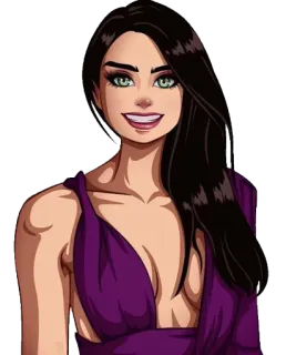 😁 mujer, vestido, morado, personaje, retrato telegram sticker