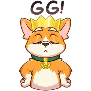 👑 GG! corgi, dog, king, crown, cartoon, cute, emoticon telegram sticker