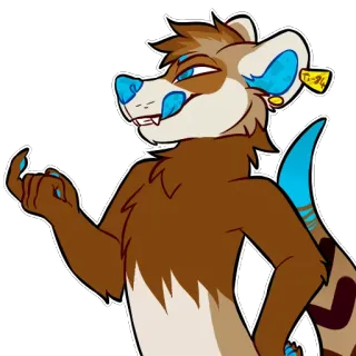 😜 Furry, Furet, Anthropomorphe, Cartoon, Animal, Personnage whatsapp sticker