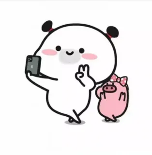 ✌️ fofo, animais, selfie, desenho animado, porco, urso telegram sticker