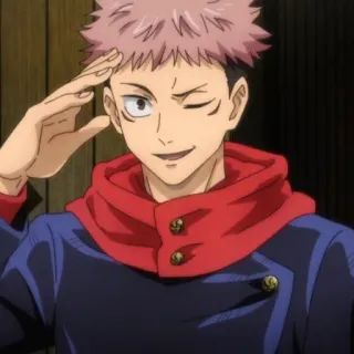 🍂 Yuji Itadori Jujutsu Kaisen Anime, Manga, Charakter, Gruß, Zwinkern whatsapp sticker