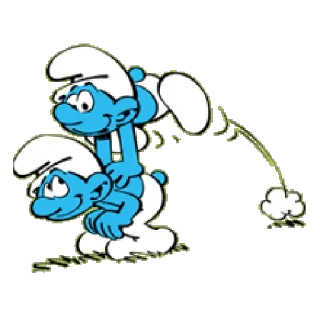 👬 Smurf สเมิร์ฟ, การ์ตูน, เรียงซ้อน, สีน้ำเงิน, แฟนตาซี whatsapp sticker