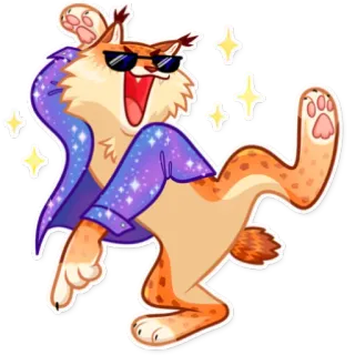 🕺 lynx, animal, sunglasses, sticker, cartoon, cat, sparkles whatsapp sticker