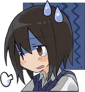 😰 Anime, Mangá, Desenho animado, Triste, Suor, Preocupada, Garota, Uniforme escolar telegram sticker