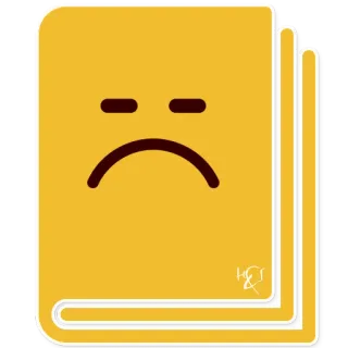 📔 triste, libro, emoji, amarillo, personaje, icono telegram sticker