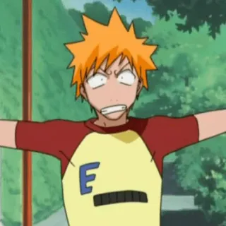 🍁 Ichigo Kurosaki Bleach Ichigo Kurosaki, Bleach, Anime, Personaggio, Divertente, Manga telegram sticker