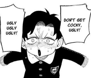 🤬 UGLY UGLY UGLY! DON'T GET COCKY, UGLY! Manga, Anime, Feo, Creído, Expresión, Dibujo animado whatsapp sticker