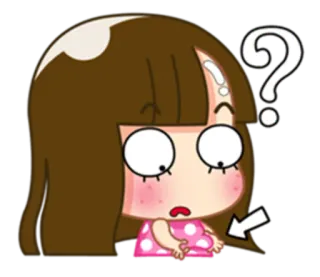 😳 cartoon, girl, question mark, confused, expression whatsapp sticker