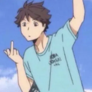 🖕 Tooru Oikawa Haikyuu!! AOBA JOHSAI Anime, Haikyuu, Oikawa, Dedo do meio, Gesto ofensivo telegram sticker