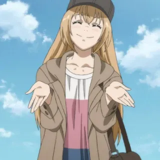 ⚽️ garota anime, sorrindo, cabelo loiro, roupa casual, personagem de desenho animado, estilo anime telegram sticker