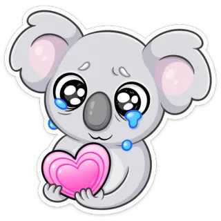 ❤️ Koala, Cartoon, Tier, Herz, Süß, Sticker, Traurig, Weinend whatsapp sticker