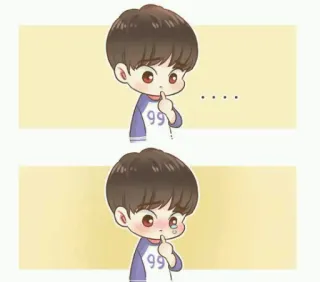 😢 ... мультик, мальчик, грустный, думает, эмодзи telegram sticker