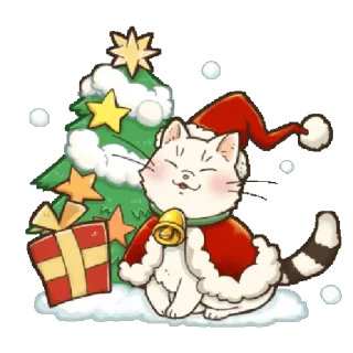 🎅 chat, noël, fêtes, célébration, cadeau, sapin, neige telegram sticker