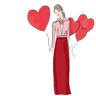 ❤ femme, coeurs, amour, ballons, mode whatsapp sticker
