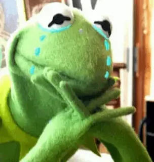 🙁 Kermit kermit, frog, puppet, meme, thinking, muppets telegram sticker