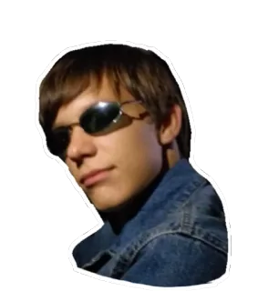 😎 ผู้ชาย, แว่นกันแดด, ภาพเหมือน, เสื้อแจ็คเก็ตยีนส์ telegram sticker