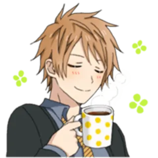 ☺️ anime, boy, coffee, cute, relaxing telegram sticker